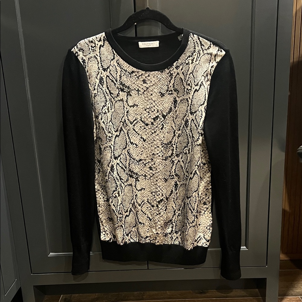 Equipment Black and Cream Snakeskin Sweatshirt